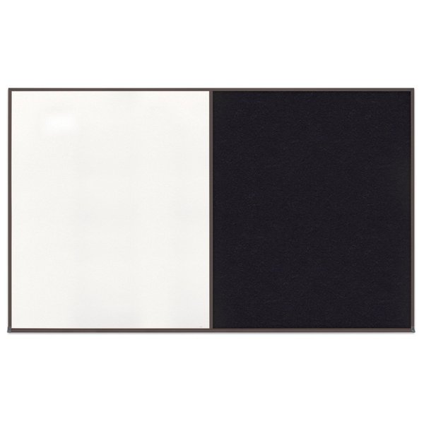 United Visual Products Double Door Radius Corkboard, 42"x32", Bla UV70025RC-BLACK-BUFF